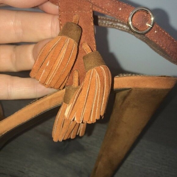 Sergio Rossi Sz 39.5 Suede Brown/Rust High Heels - Picture 11 of 14